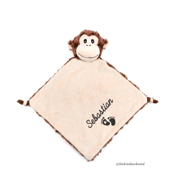 Schnuffeltuch Affe mit Schreibschrift